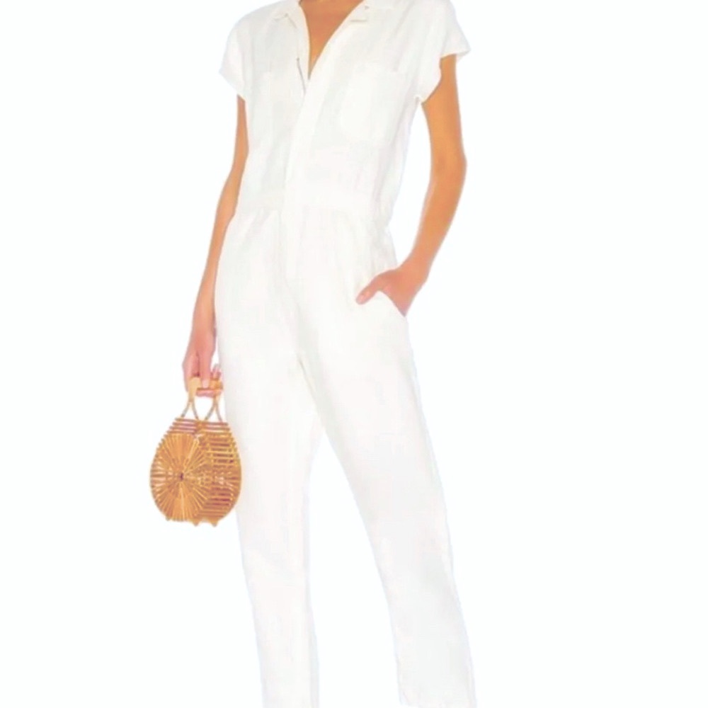 Apiece Apart Azore Short Sleeve Jumpsuit white